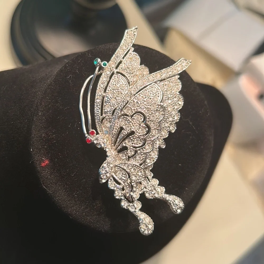 Jewel encrusted Butterfly Brooch and a little butterfly pin for company